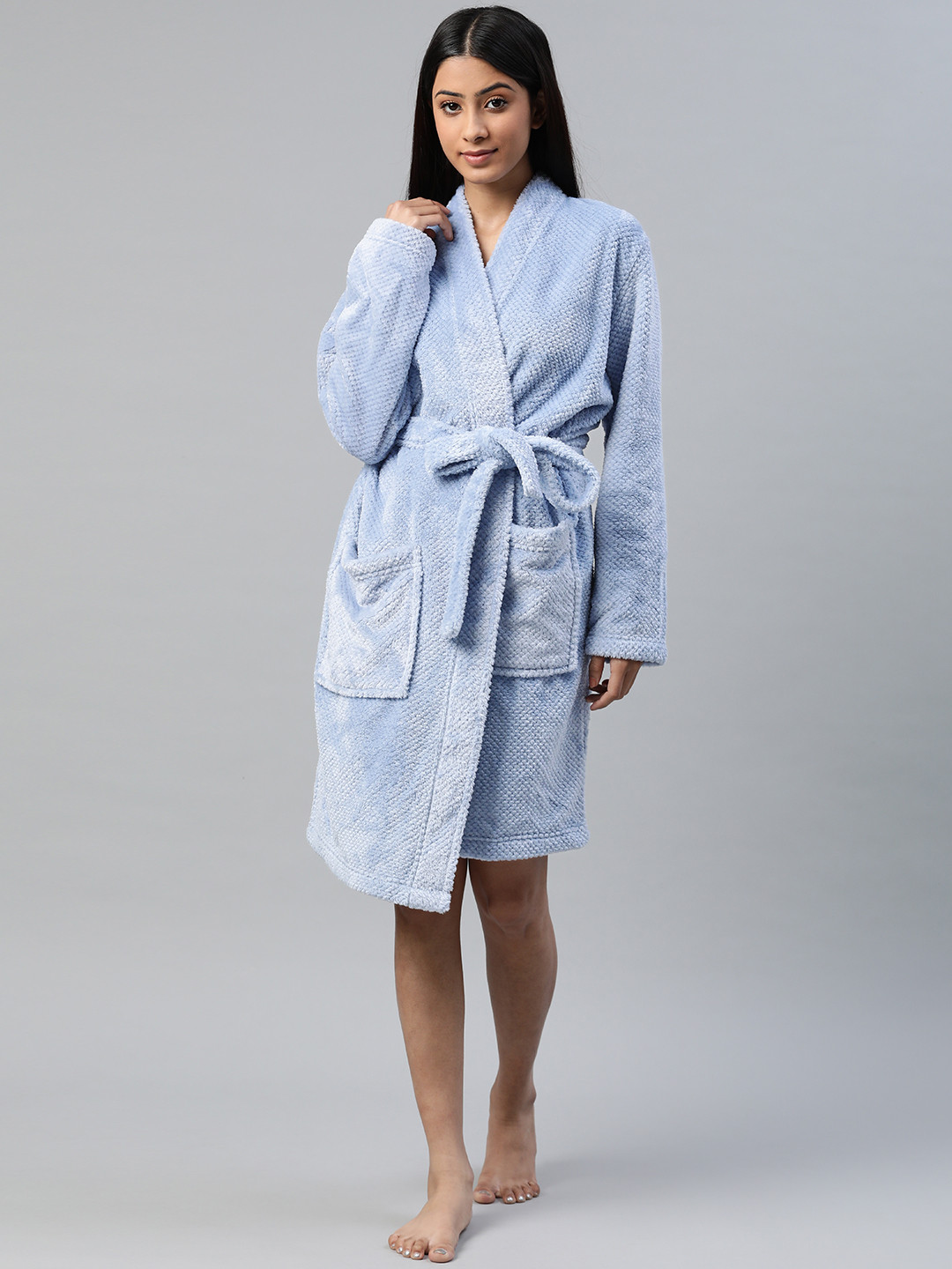 Buy Marks & Spencer Women Blue Solid Bath Robe Bath Robe for Women