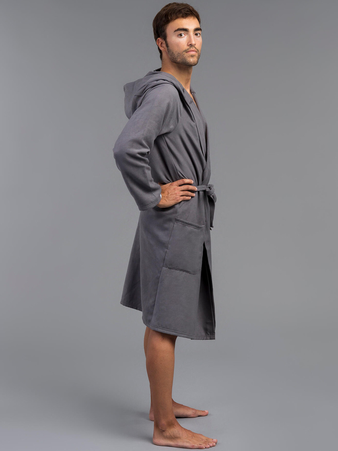Buy WATKO By Decathlon Men Grey 500 Microfiber Pool Swimming Bathrobe Bath Robe for Men