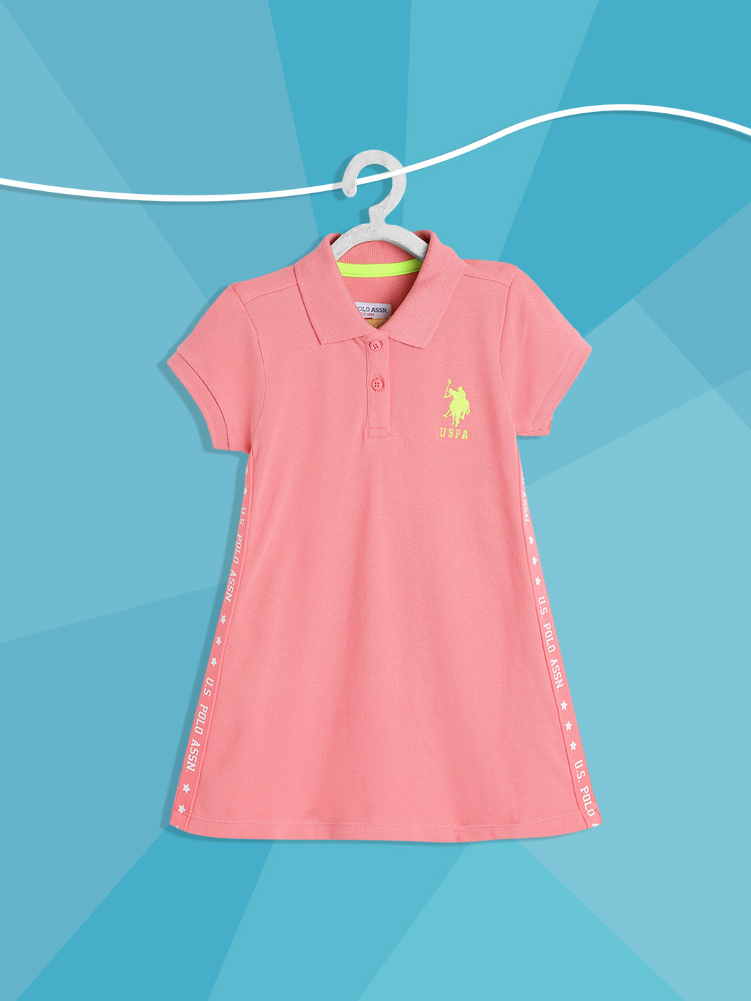 Buy U.S. Polo Assn. Kids Pink Solid Polo Collar Knitted Side Tape Pure