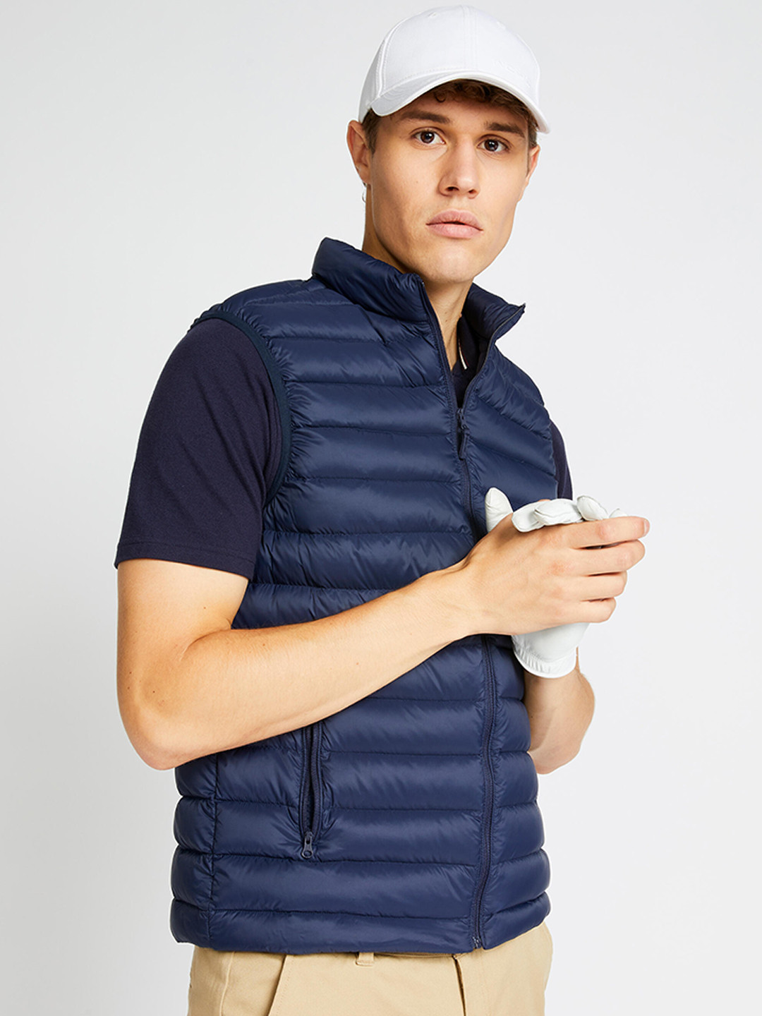 Buy Inesis By Decathlon Men Navy Blue Solid Golf Padded Jacket