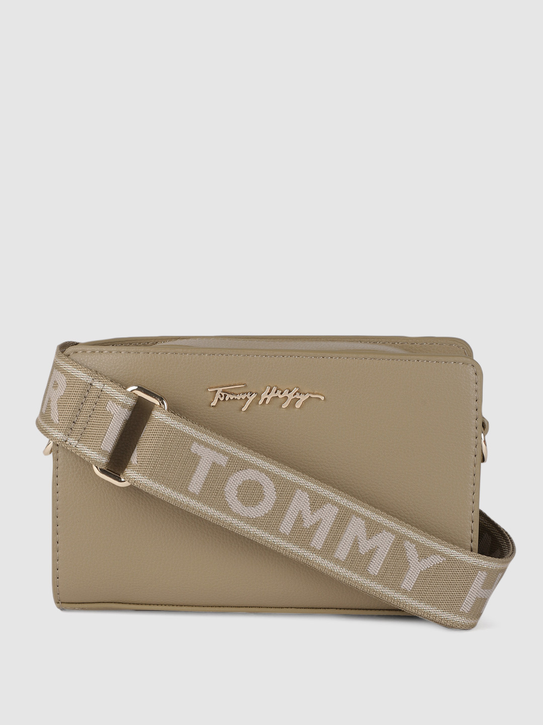 Buy Tommy Hilfiger Brown PU Structured Sling Bag Handbags for Women