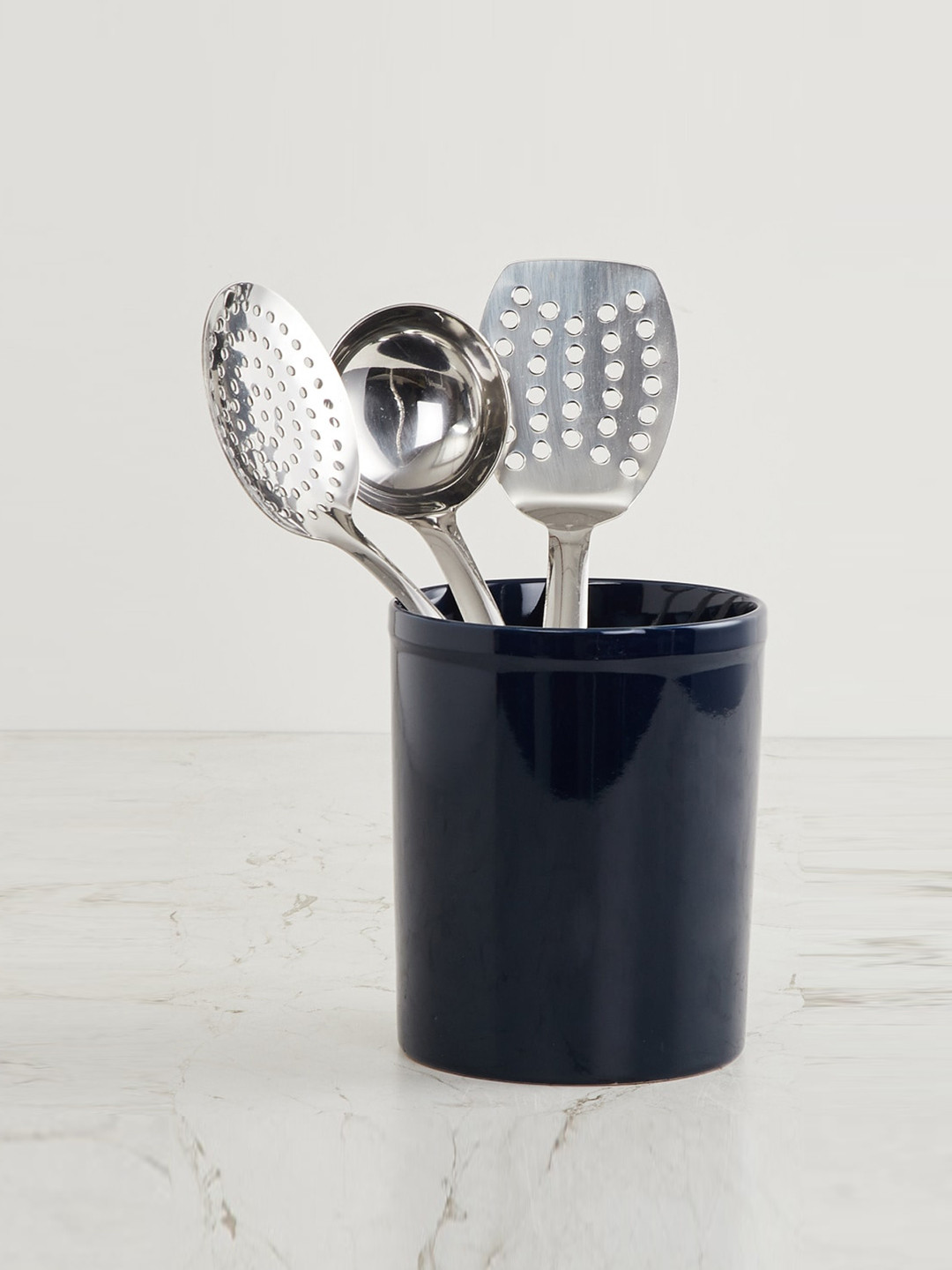 Buy Home Centre Blue Solid Colour Connect Stoneware Utensil Holder