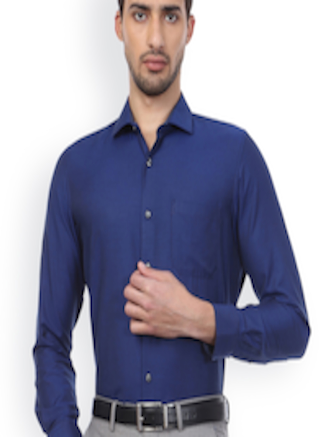 Buy Peter England Men Blue Slim Fit Solid Formal Shirt - Shirts for Men ...