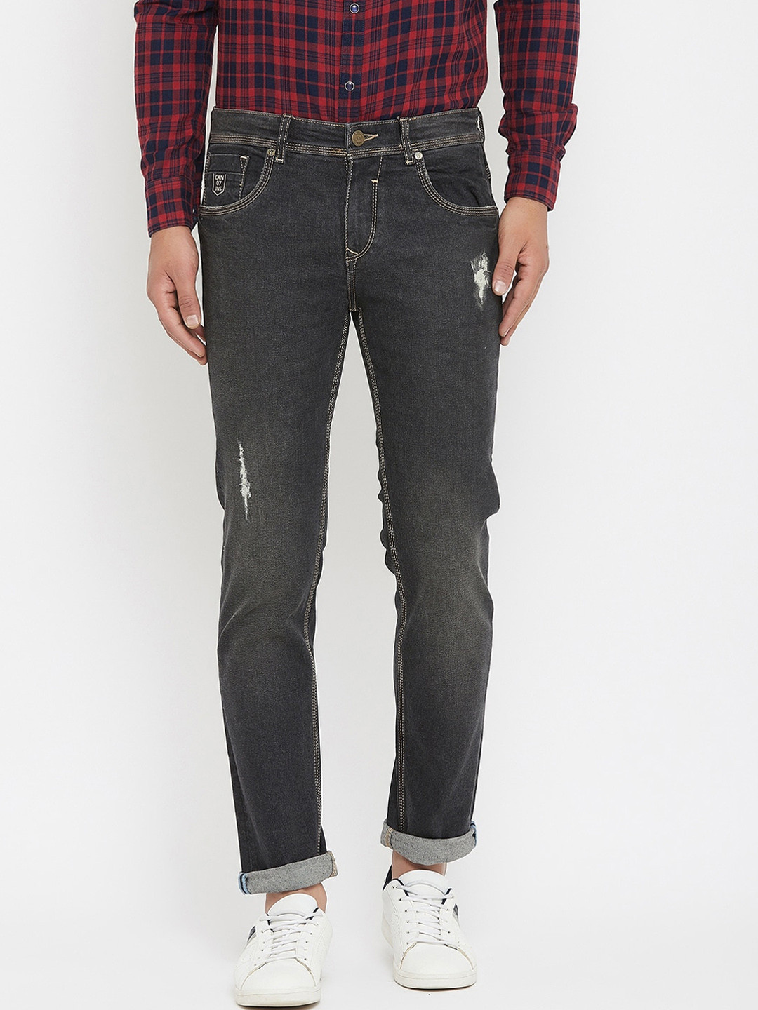 Buy Canary London Men Black Smart Slim Fit Low Rise Low Distress Light