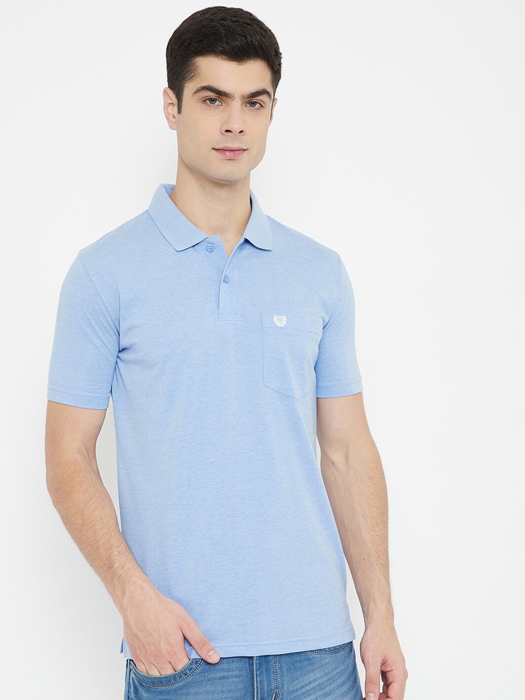 Buy Duke Men Blue Polo Collar Pockets Slim Fit T Shirt - Tshirts for ...