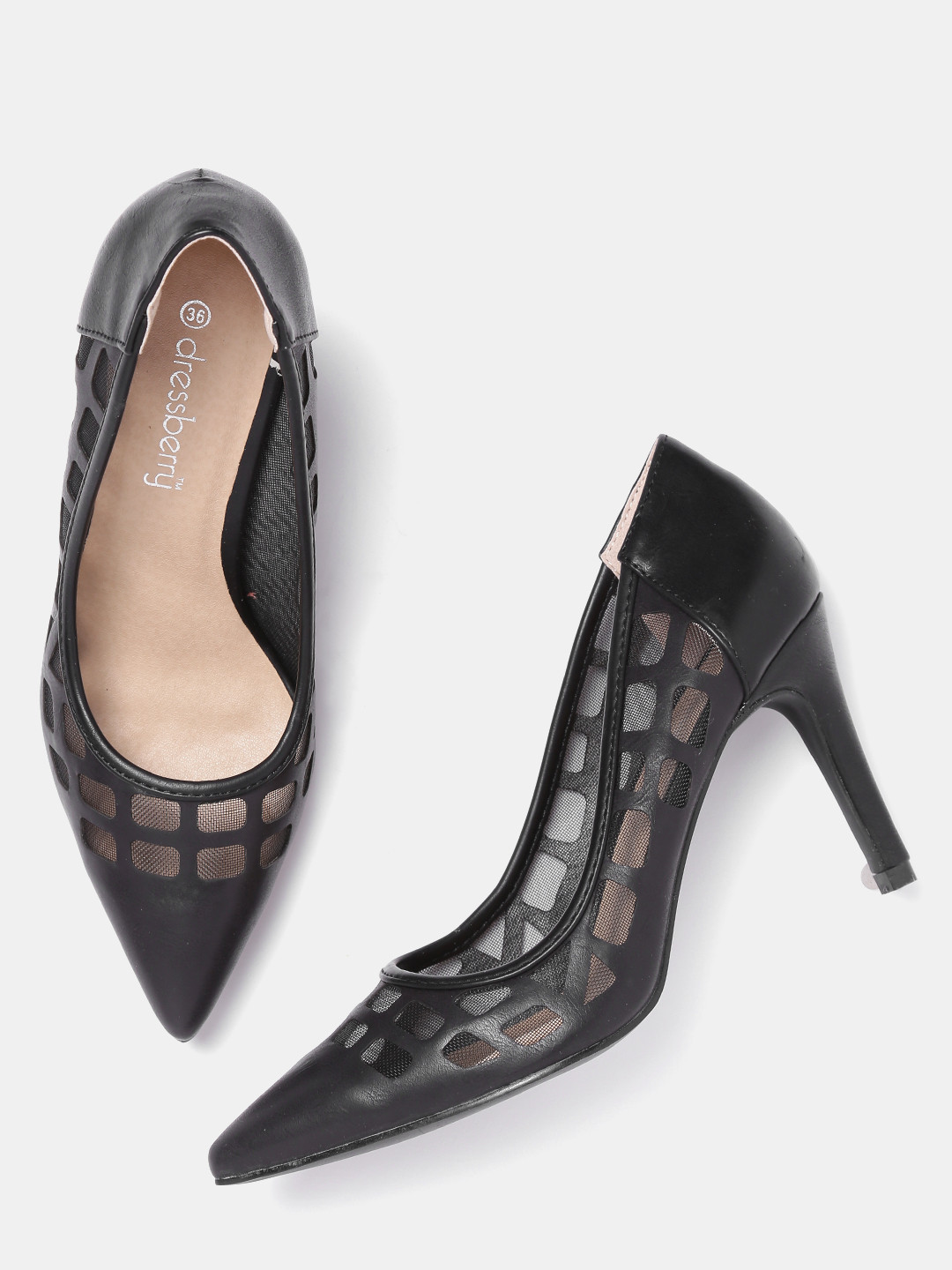 Buy DressBerry Women Black Mesh Pumps Heels for Women 1704767 Myntra