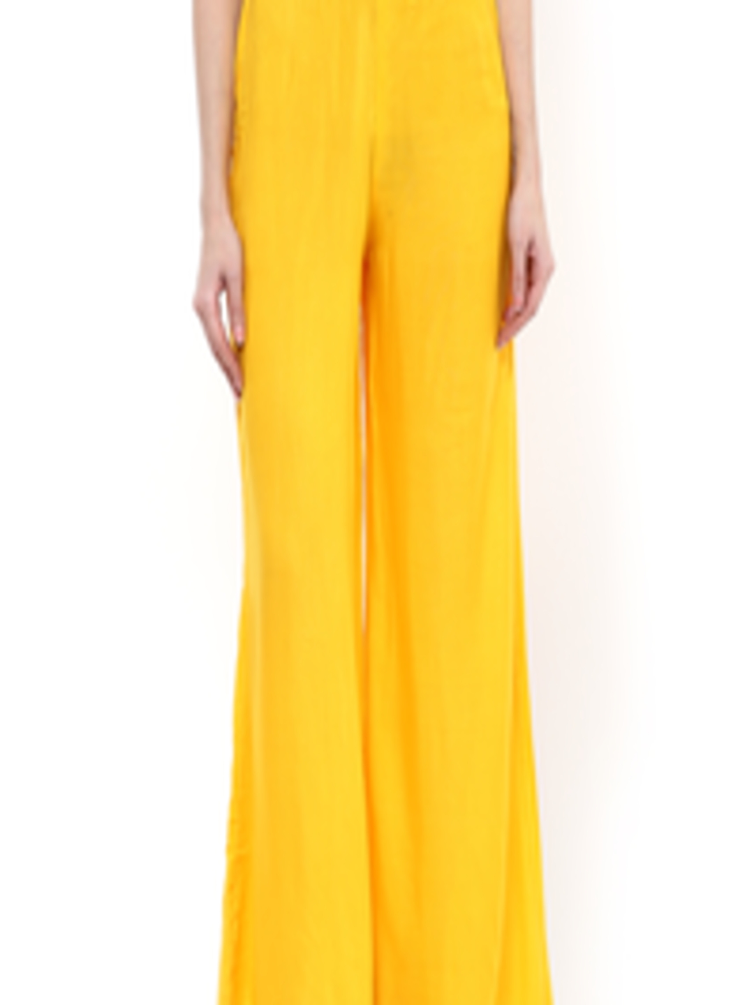 Buy AKS Women Yellow Relaxed Fit Palazzo Trousers - Trousers for Women ...