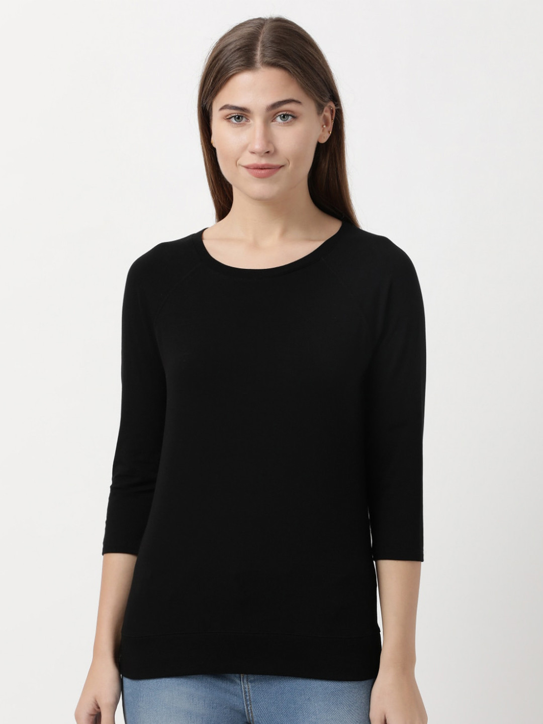Buy Jockey Women Black Extended Sleeves T Shirt Tshirts for Women
