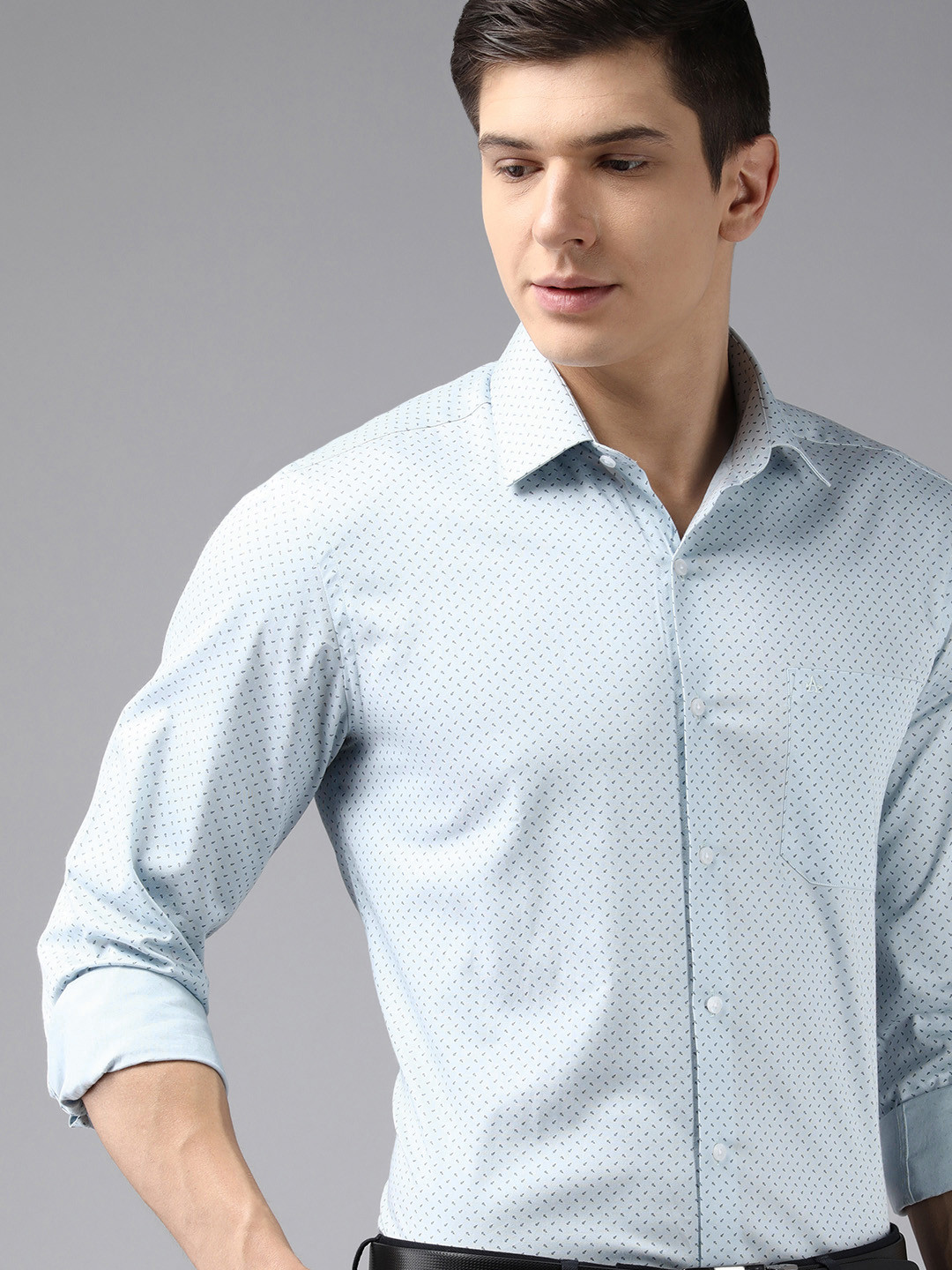 Buy Arrow Men Blue Original Slim Fit Printed Pure Cotton Formal Shirt Shirts for Men 17050030