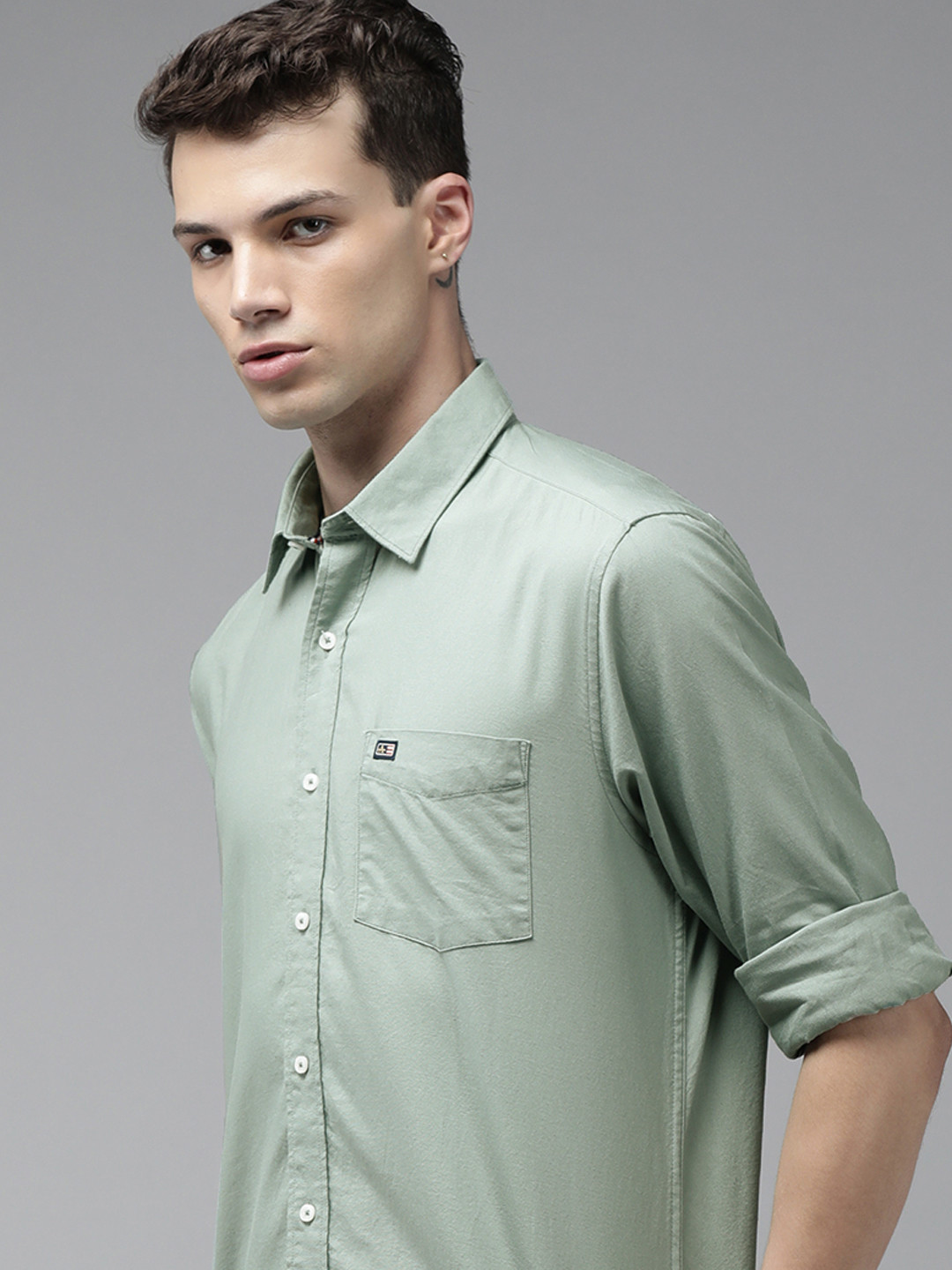 Buy Arrow Sport Men Green Slim Fit Pure Cotton Casual Shirt Shirts