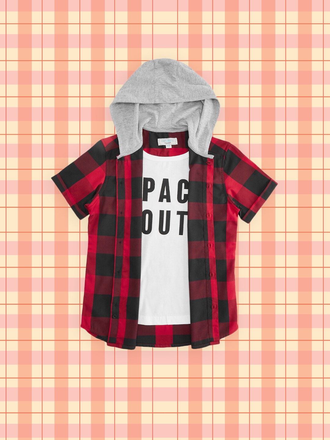 Buy Pantaloons Junior Boys Red Tartan Checks Hooded Casual Shirt 