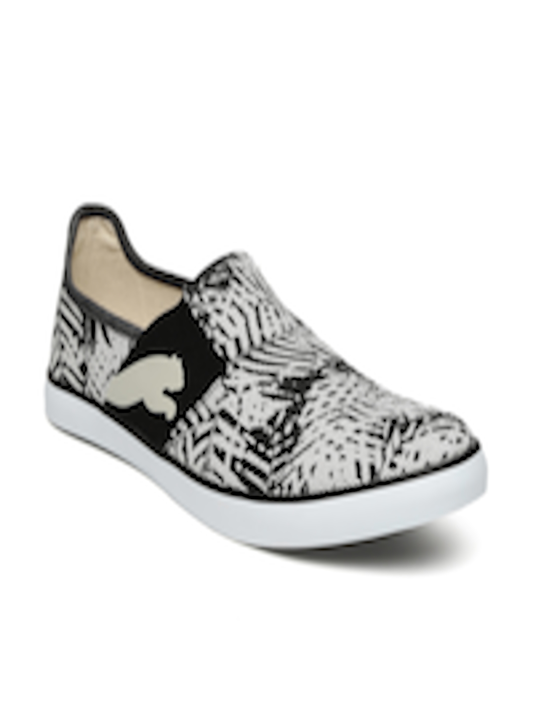 Buy PUMA Unisex White & Black Printed Lazy Slip On Sneakers - Casual ...