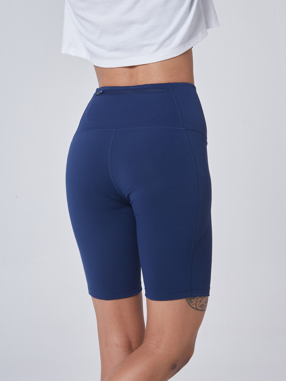 Buy Women Navy High Waisted Cycling Shorts With Pockets