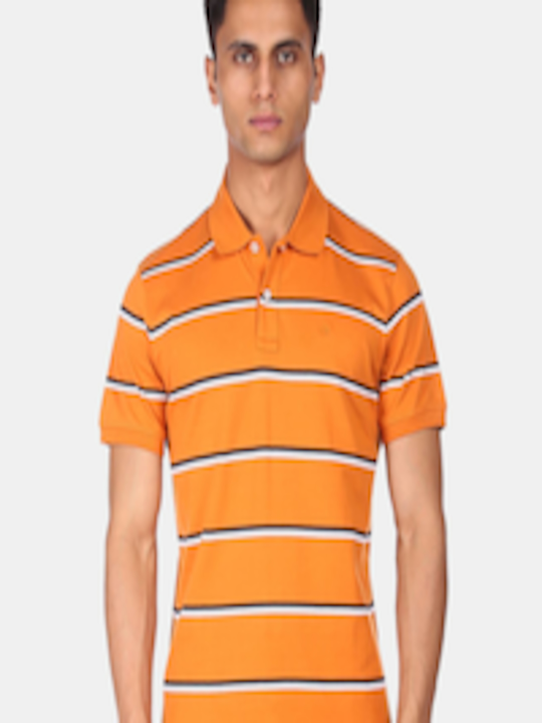 Buy Arrow Sport Men Yellow Striped Polo Collar T Shirt - Tshirts for ...
