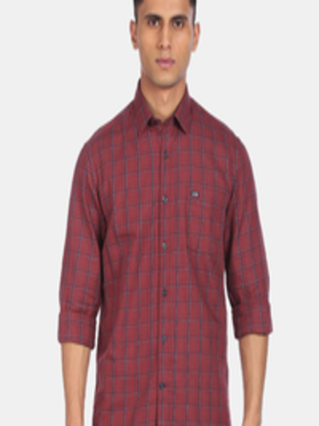 Buy Arrow Men Red Checked Pure Cotton Regular Fit Casual Shirt - Shirts ...