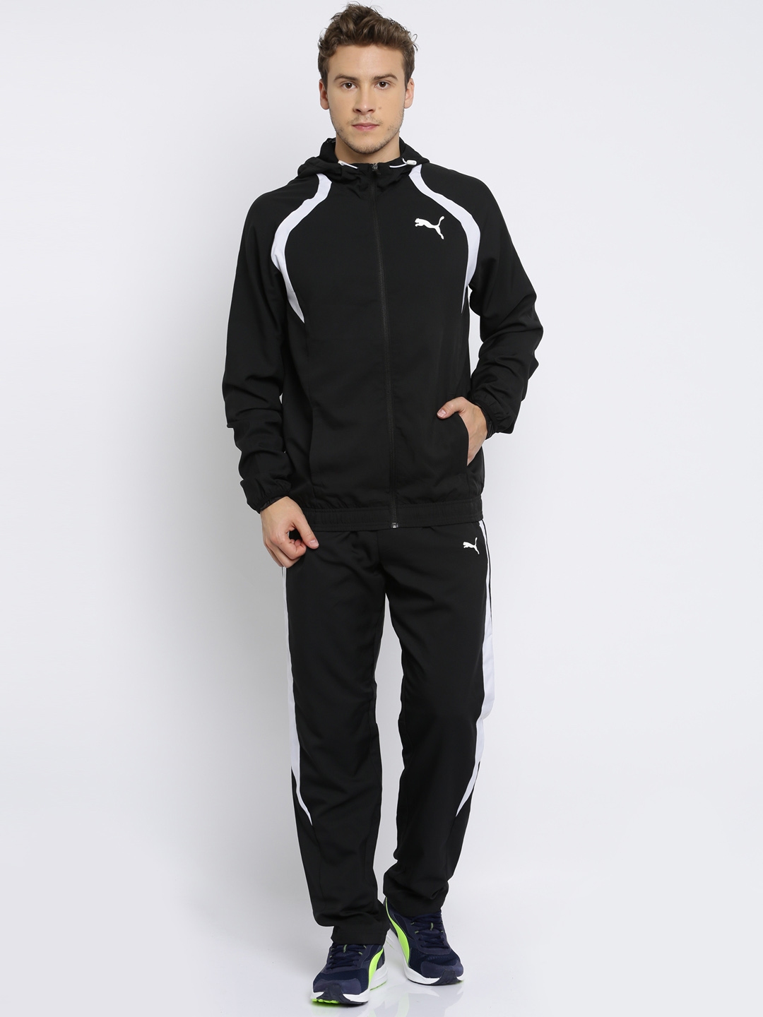 puma black and green tracksuit