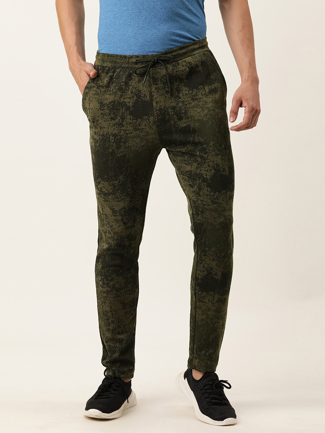 Buy Proline Active Men Olive Green & Black Printed Track Pants Track