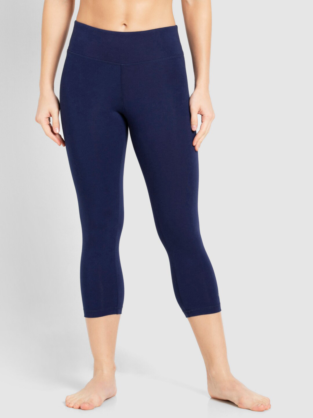 Buy Jockey Women Navy Blue Solid Regular Fit Sports Capris Capris for