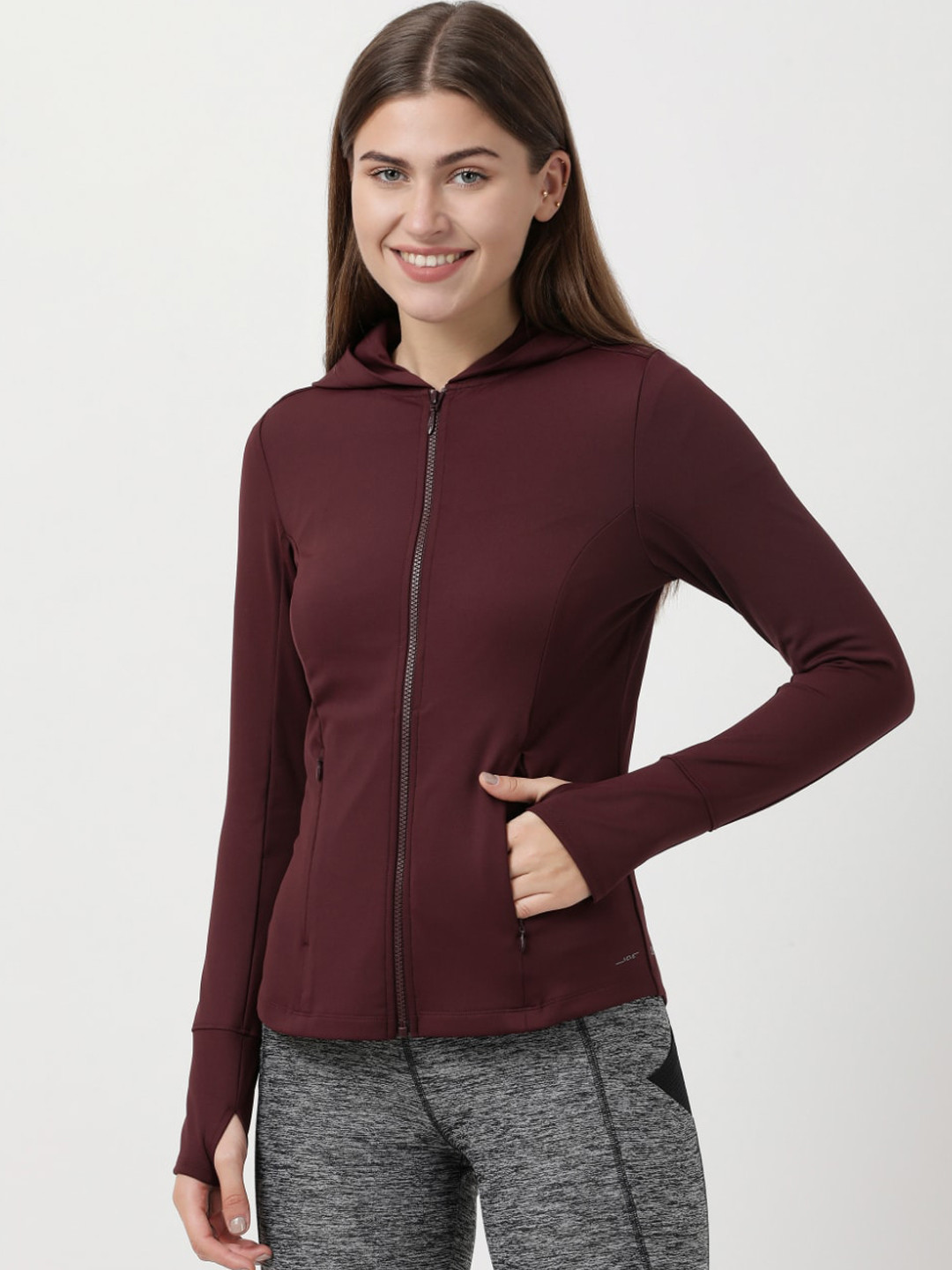 Buy Jockey Women Maroon Hooded Tailored Jacket Jackets for Women