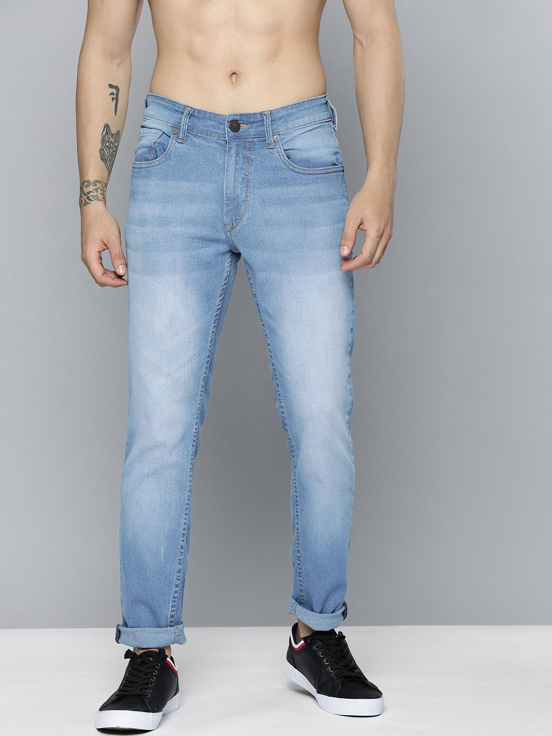 Buy HERE&NOW Men Indigo Slim Fit Heavy Fade Stretchable Casual Jeans Jeans for Men 17070122