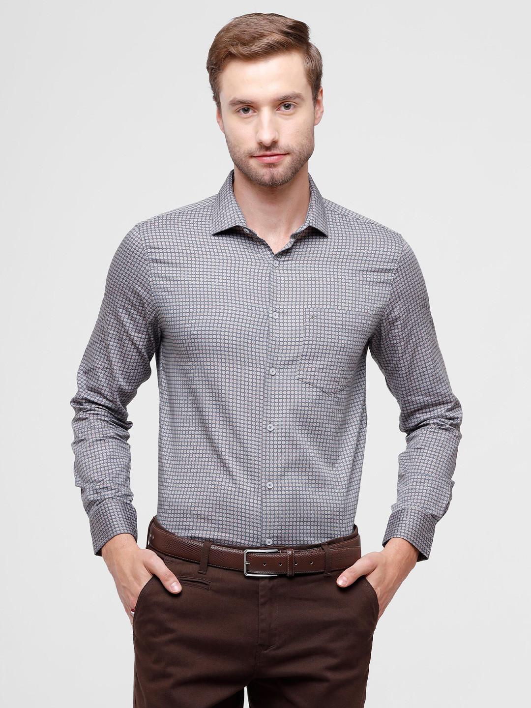 Buy CROYDON Men Grey Printed Formal Shirt Shirts for Men 17070260