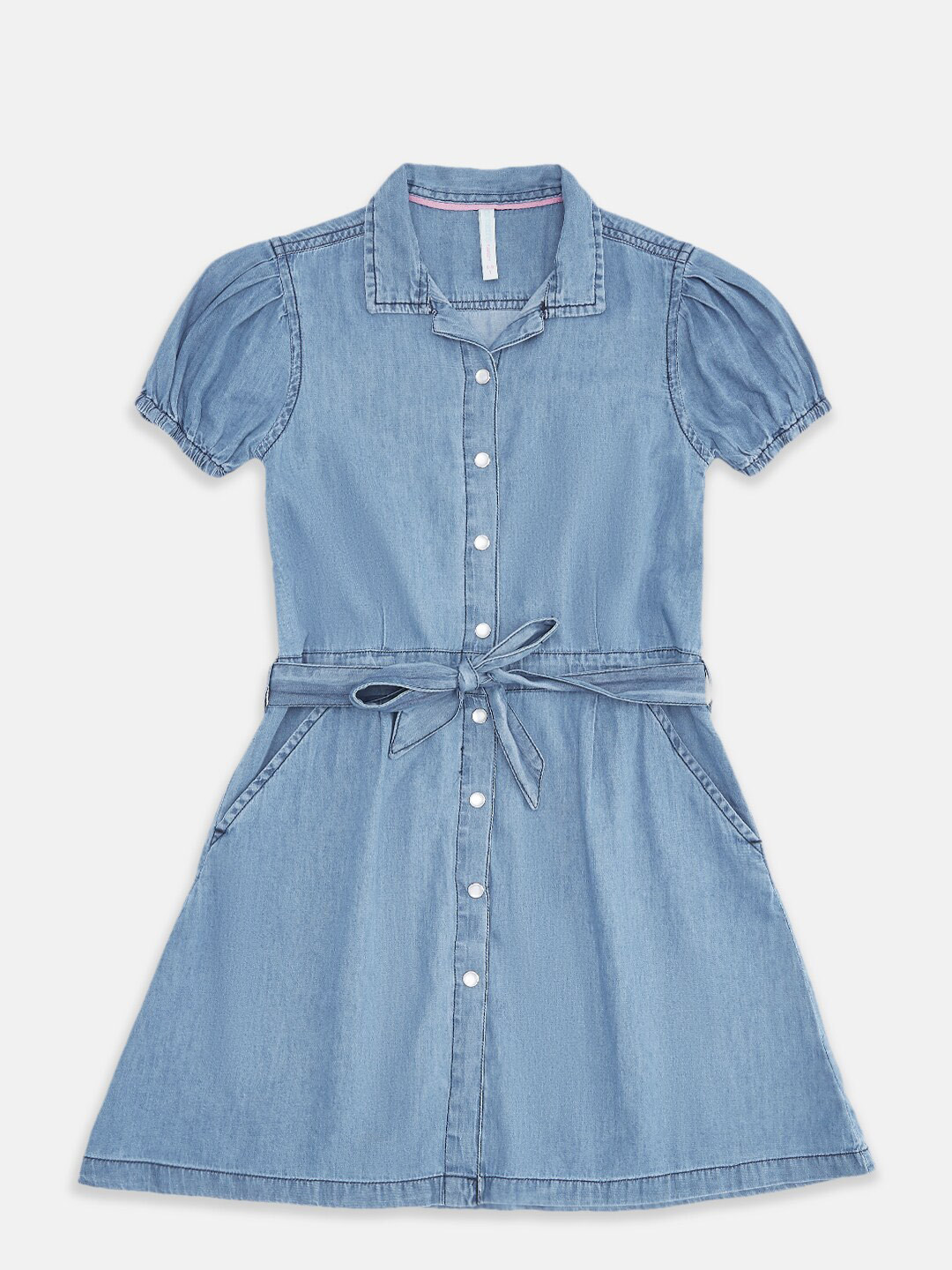 Buy Pantaloons Junior Girls Blue Solid Pure Cotton Shirt Dress
