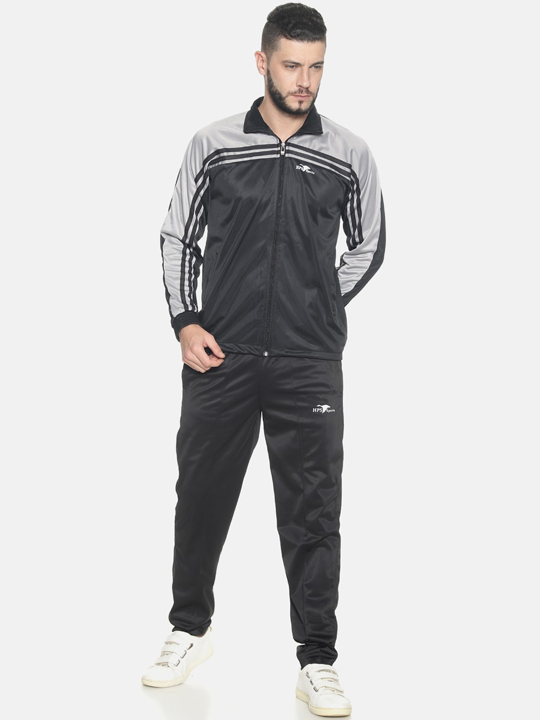 Buy HPS Sports Men Black & Grey Colourblocked Winter Tracksuit