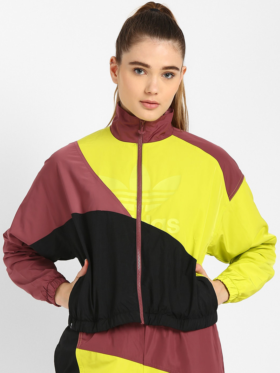 Buy ADIDAS Originals Women Black Colourblocked Sporty Jacket Jackets