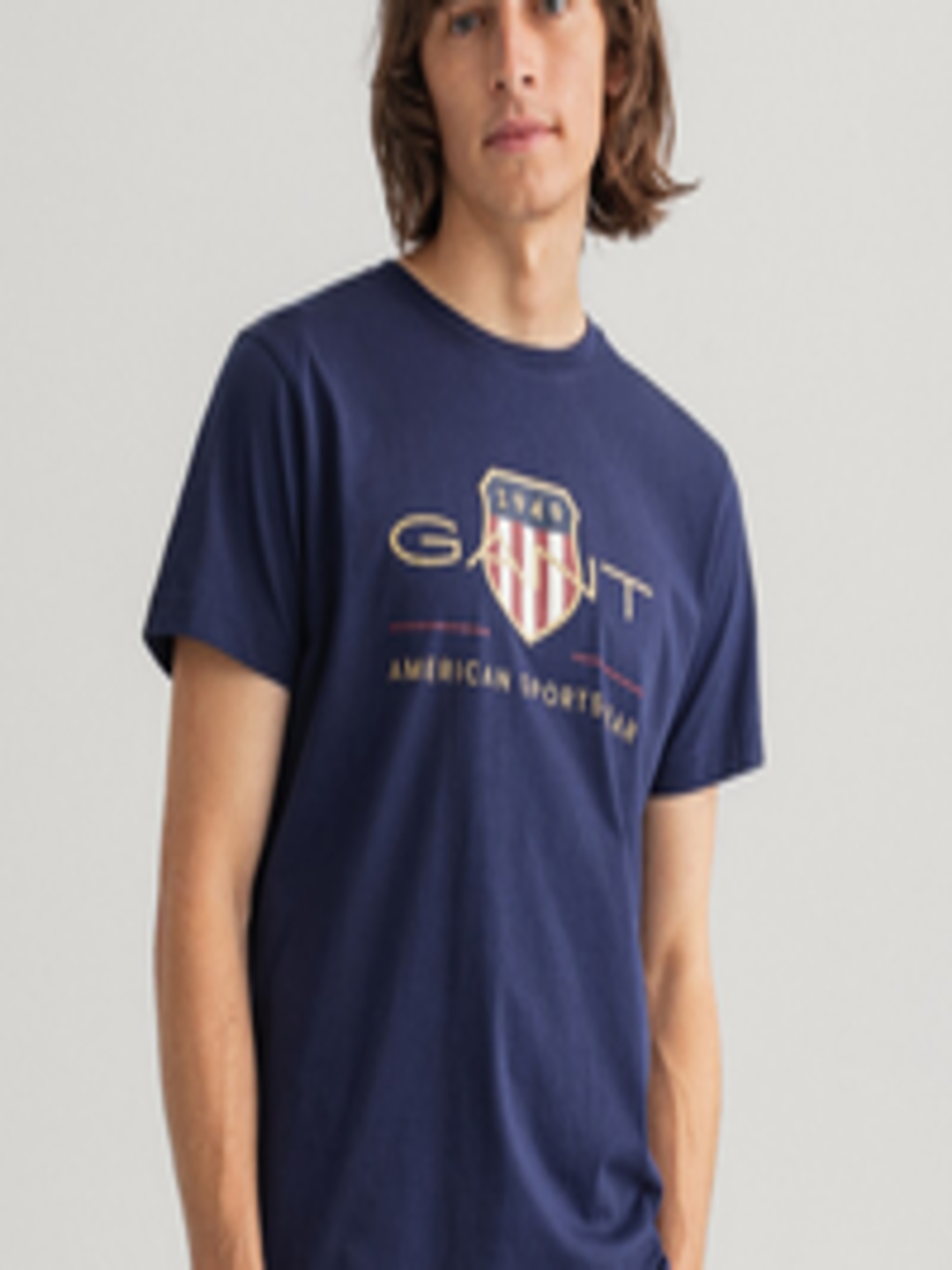 Buy GANT Men Navy Blue Typography Printed Cotton T Shirt - Tshirts for ...