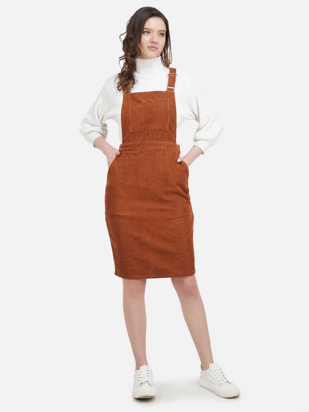Buy STALK Brown Corduroy Cotton Pinafore Dress Dresses for Women 17079312 Myntra