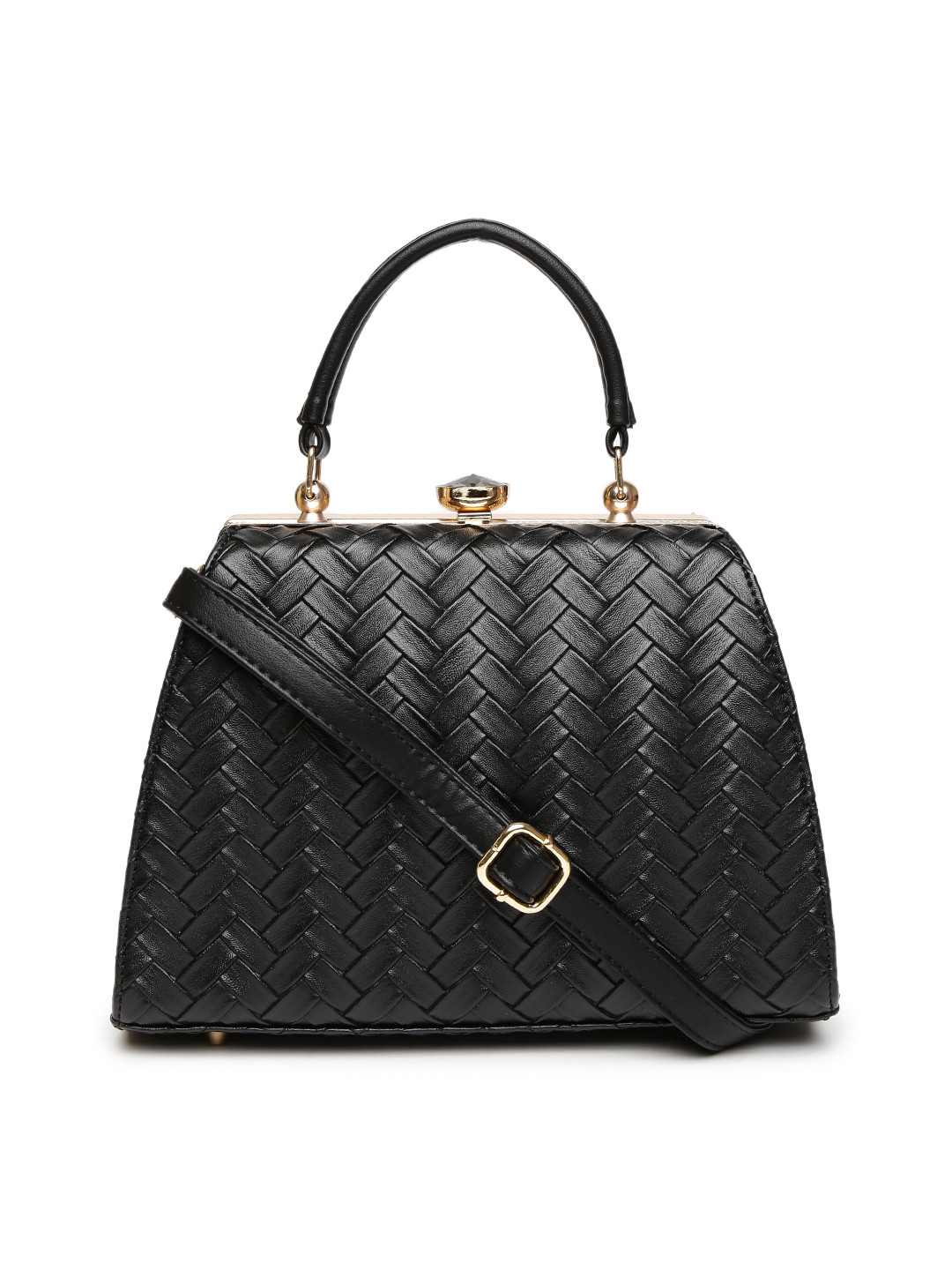 Buy Paprika By Lifestyle Black Basketweave Handbag Handbags for Women