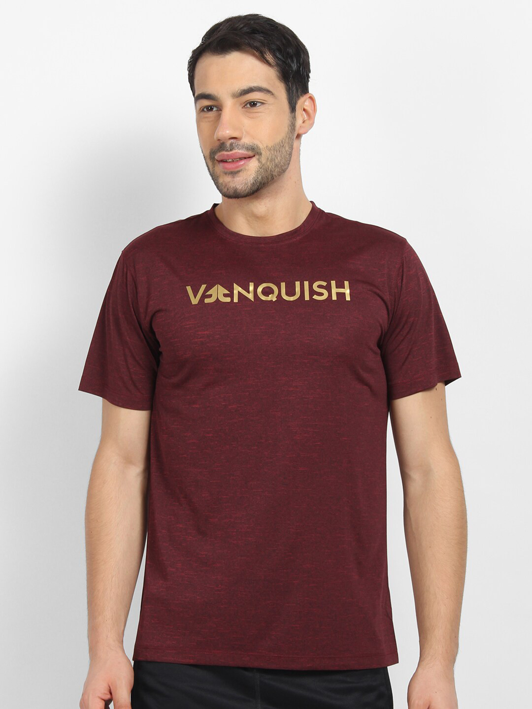 Men's Red Typography Printed Slim Fit T-shirt
