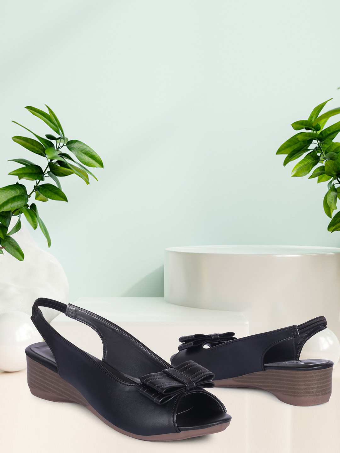 Buy Bella Toes Black Block Peep Toes With Bows Heels for Women