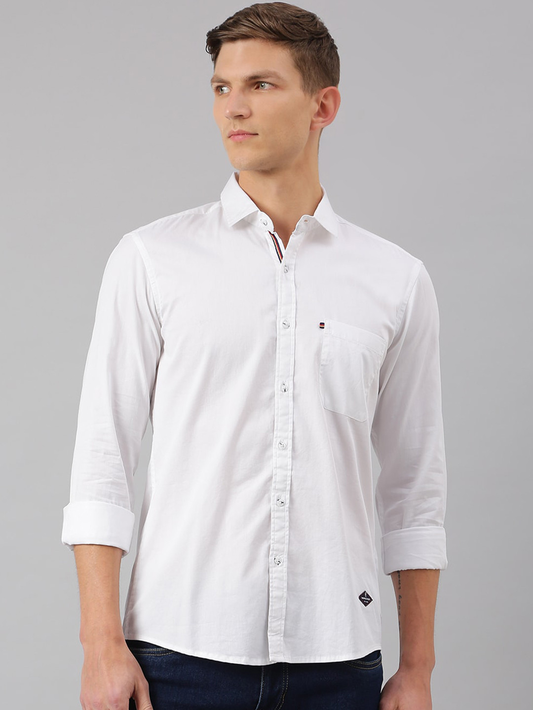 Buy Thomas Scott Men Slim Fit White Cotton Casual Sustainable Shirt