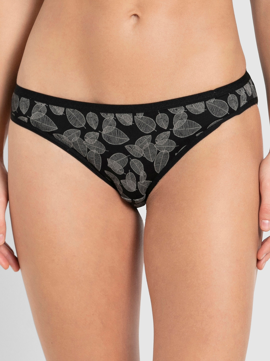 Buy Jockey Women Black & Grey Printed Bikini Briefs 1806 0105 BLKPR