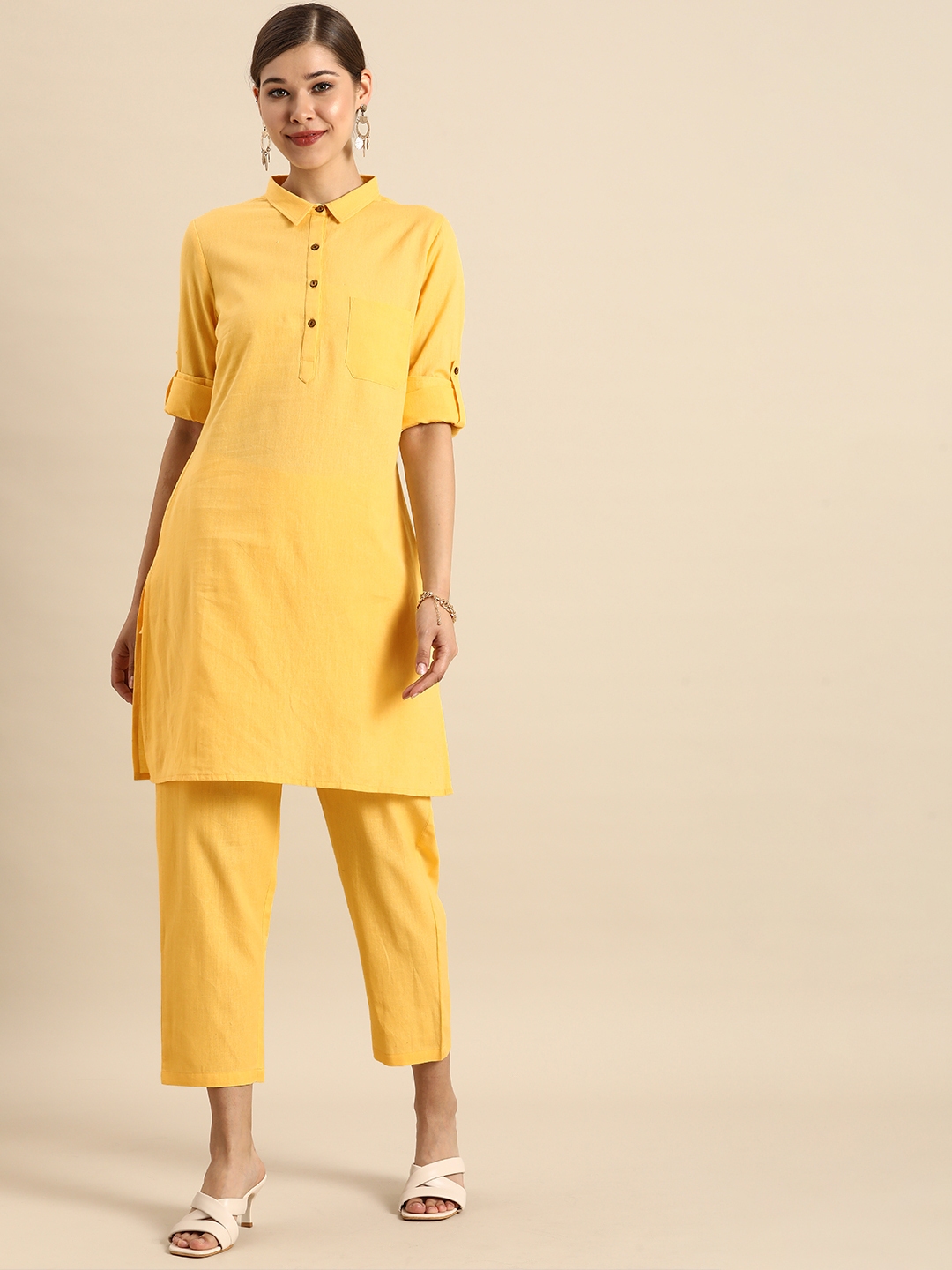 Buy Anouk Women Yellow Kurta With Trousers - Kurta Sets for Women ...