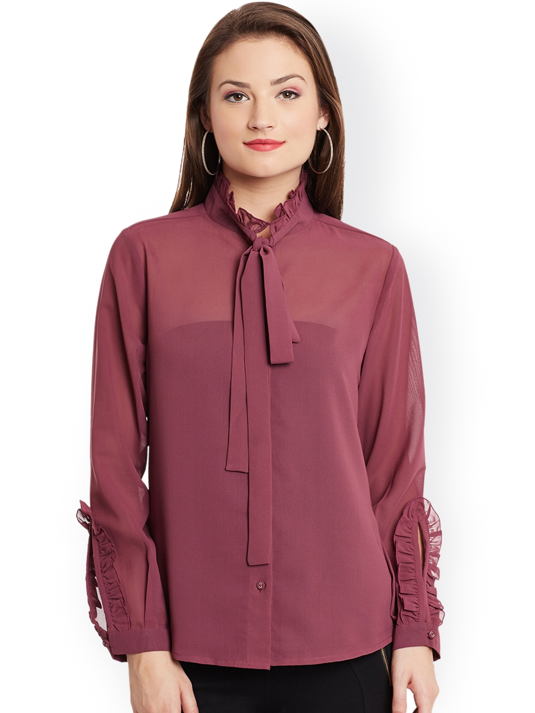 Buy Global Colours Women Maroon Regular Fit Solid Casual Shirt - Shirts ...