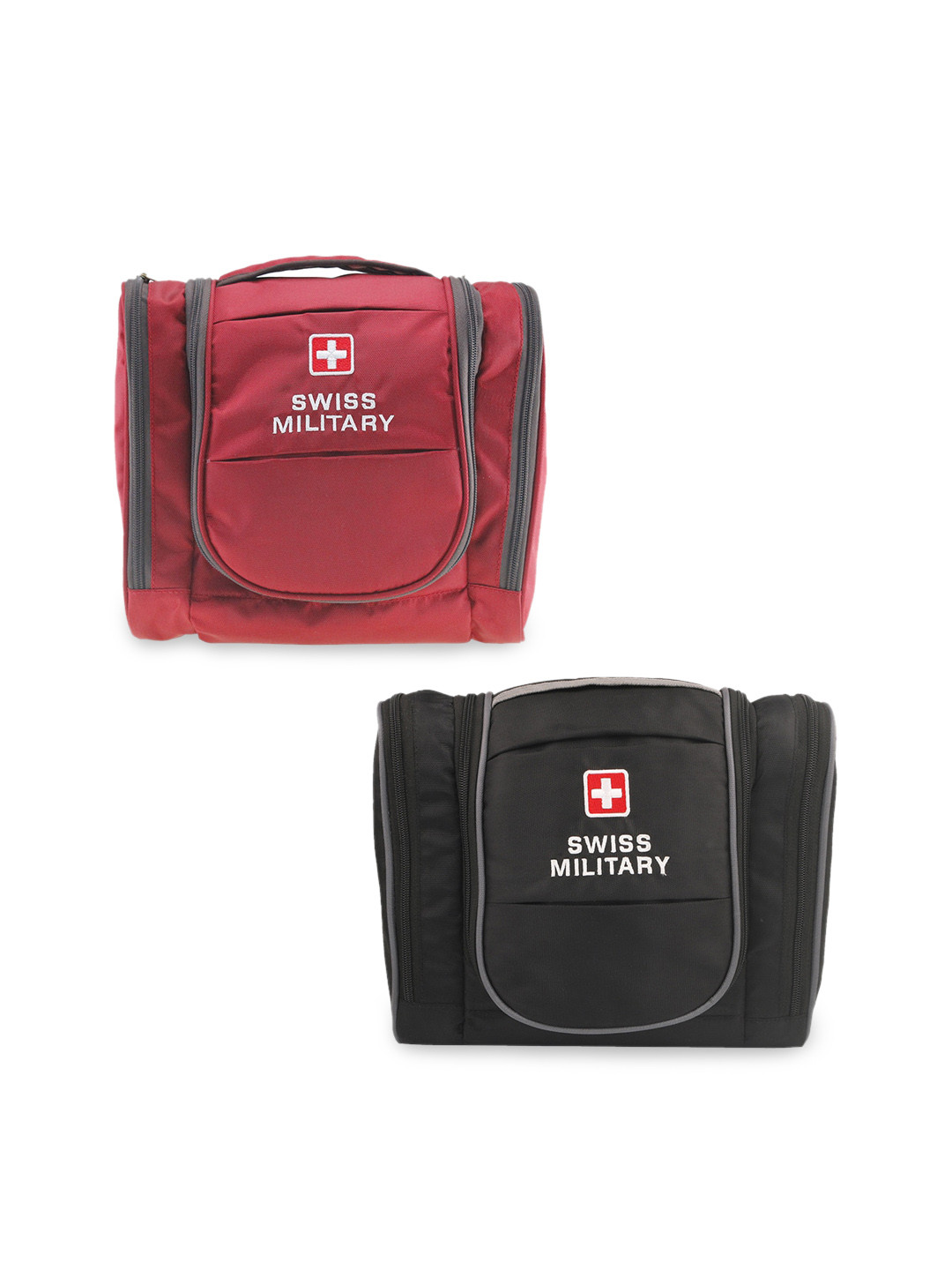 Buy SWISS MILITARY Pack Of 2 Red And Black Toiletry Bags Travel