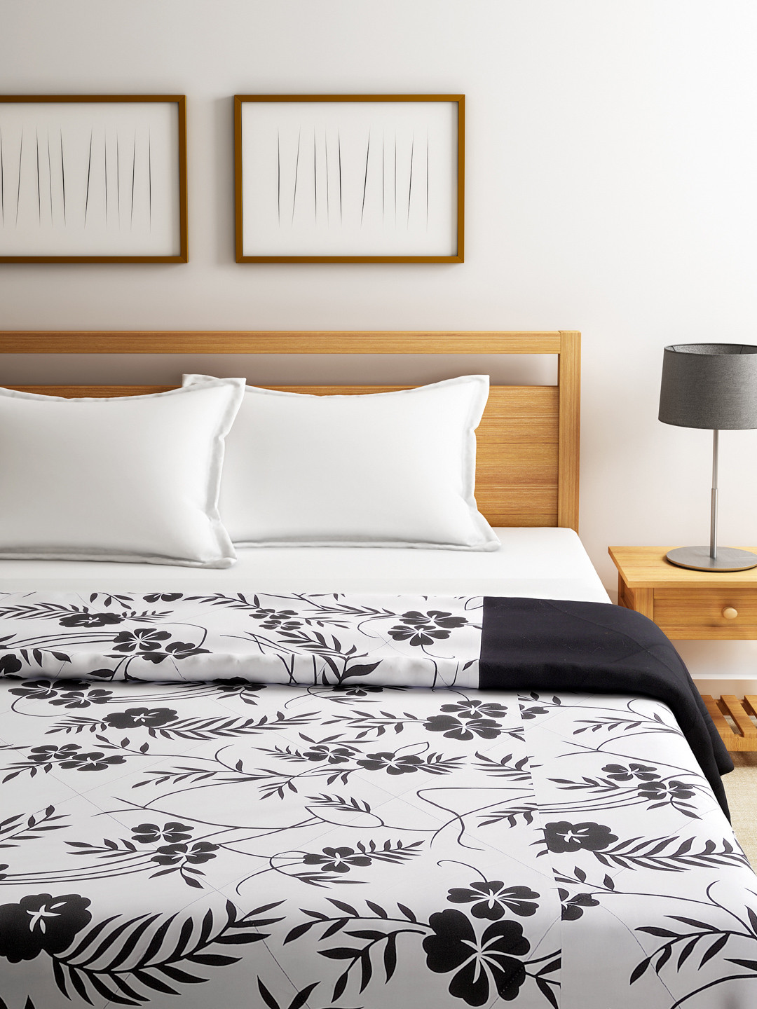 Buy SWAYAM Black & White Printed Winter Double Quilt Blankets Quilts