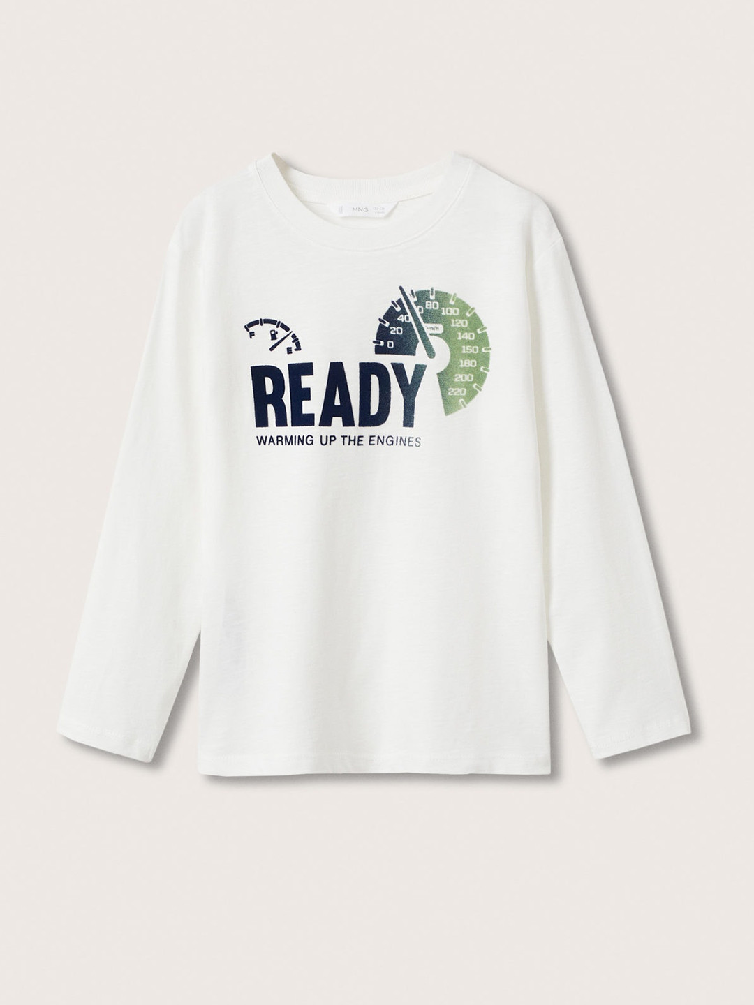 Buy Mango Kids Boys White & Navy Blue Pure Cotton Typography Print T