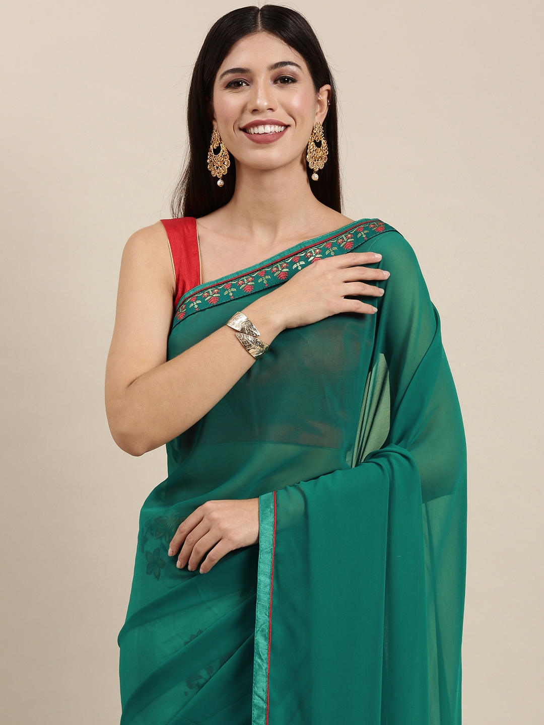 Buy Vastranand Green Pink Floral Print Half And Half Saree Sarees Buy Vastranand Green Pink Floral Print Half And Half Saree Sarees