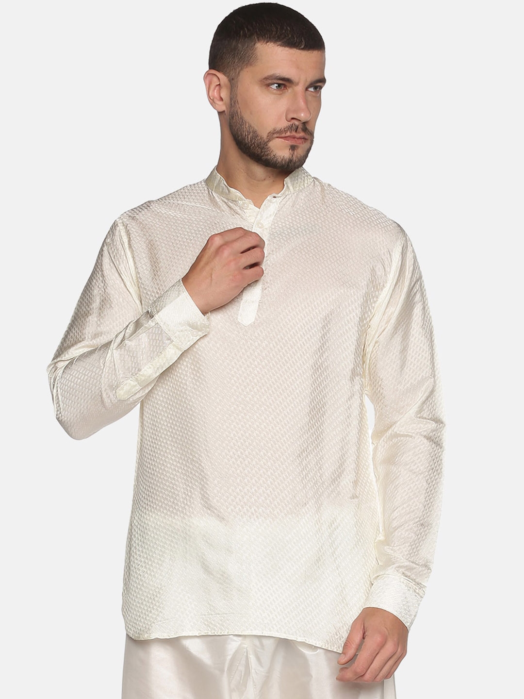 Buy Sethukrishna Men Cream Coloured Solid Kurta Kurtas for Men