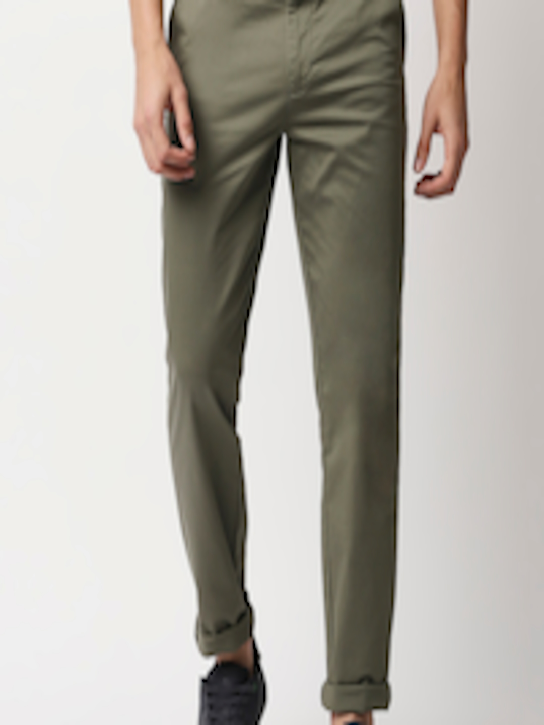 Buy Thomas Scott Men Olive Green Easy Wash Sustainable Trousers ...