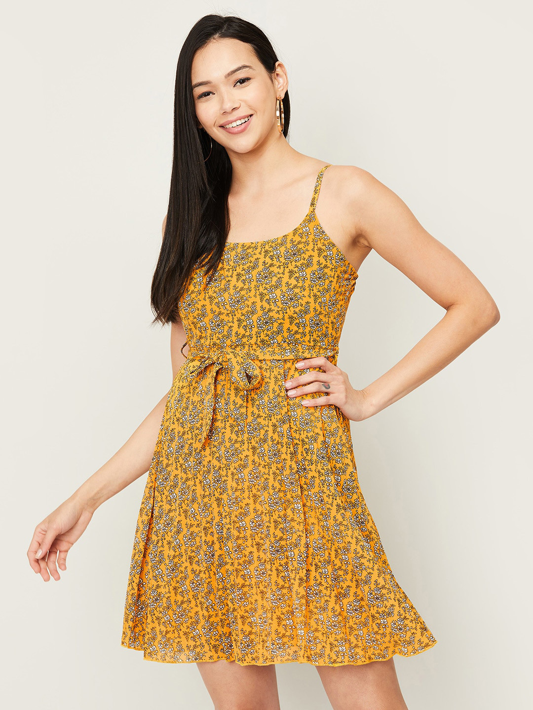 Buy Ginger By Lifestyle Yellow Floral Dress Dresses for Women