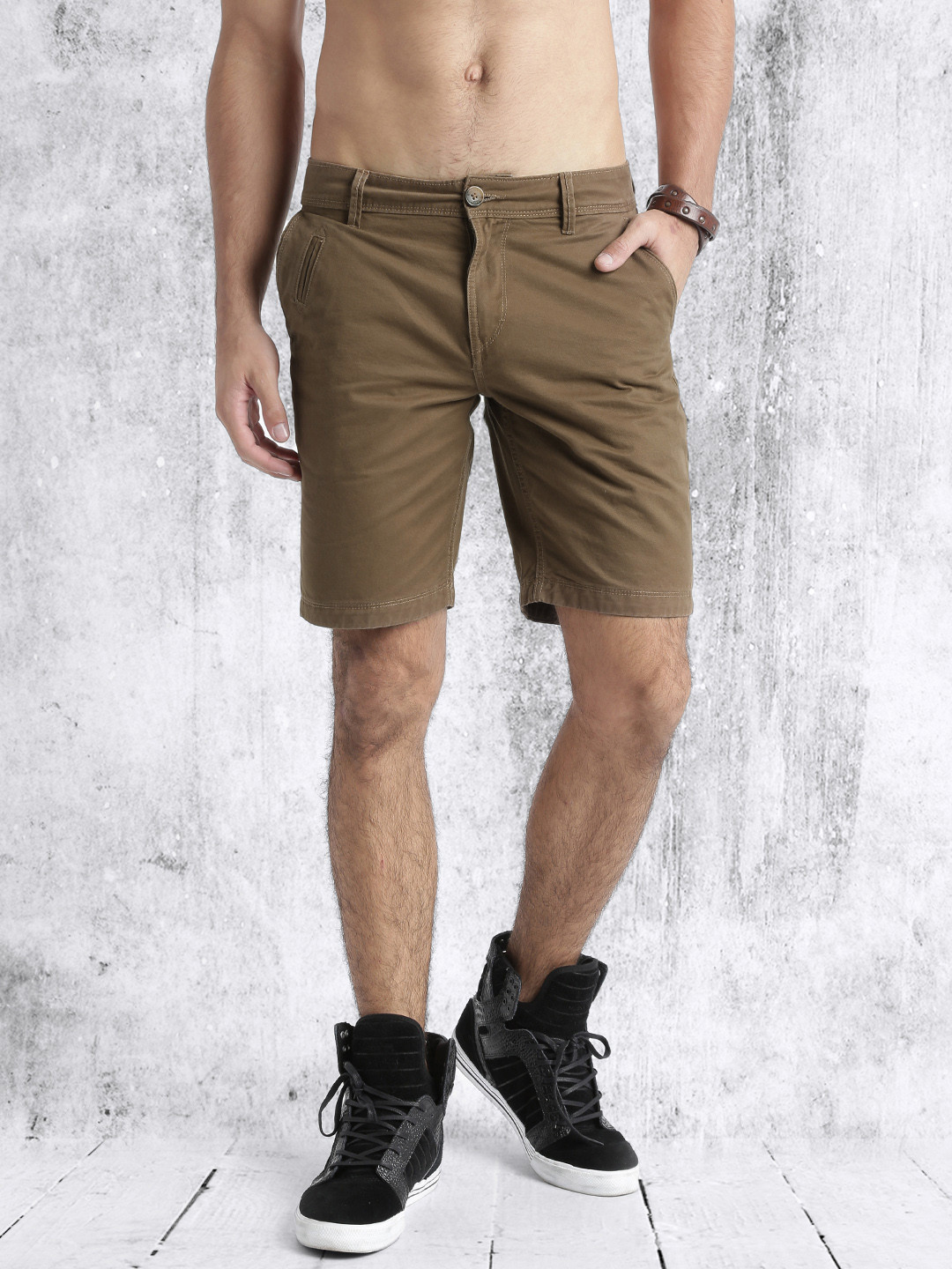 Buy Roadster Men Brown Solid Chino Shorts Shorts for Men 1710534 Myntra