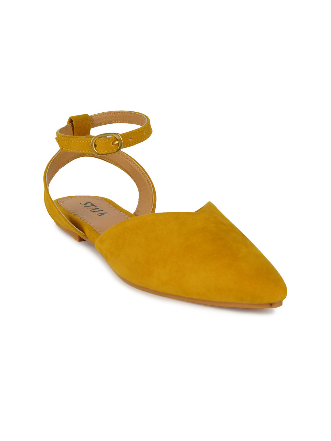 Buy STALK Women Mustard Yellow Mules With Ankle Loop Flats for Women 17109130 Myntra