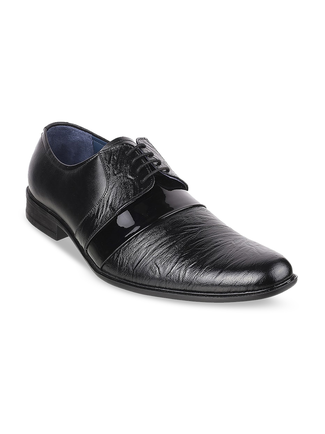 Buy Mochi Men Black Solid Leather Formal Derbys - Formal Shoes for Men ...