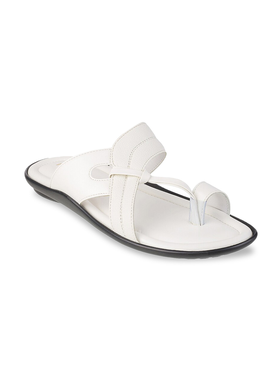 Buy Mochi Men White Solid Ethnic Leather Comfort Sandals - Sandals for Men 17110852 | Myntra