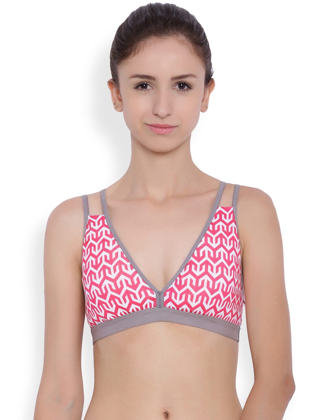 Buy BRAG Pink Printed Cage Back Plunge T Shirt Bralette BLA04PK02 - Bra 