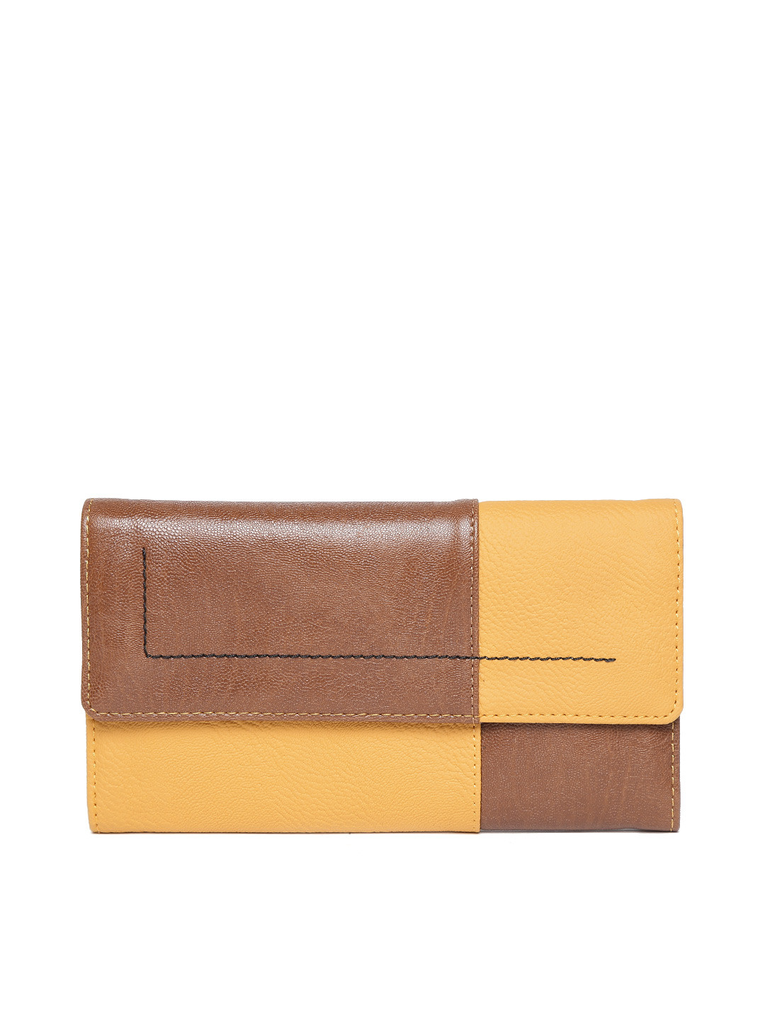 Buy Baggit Women Mustard Yellow & Brown Colourblocked Wallet Wallets